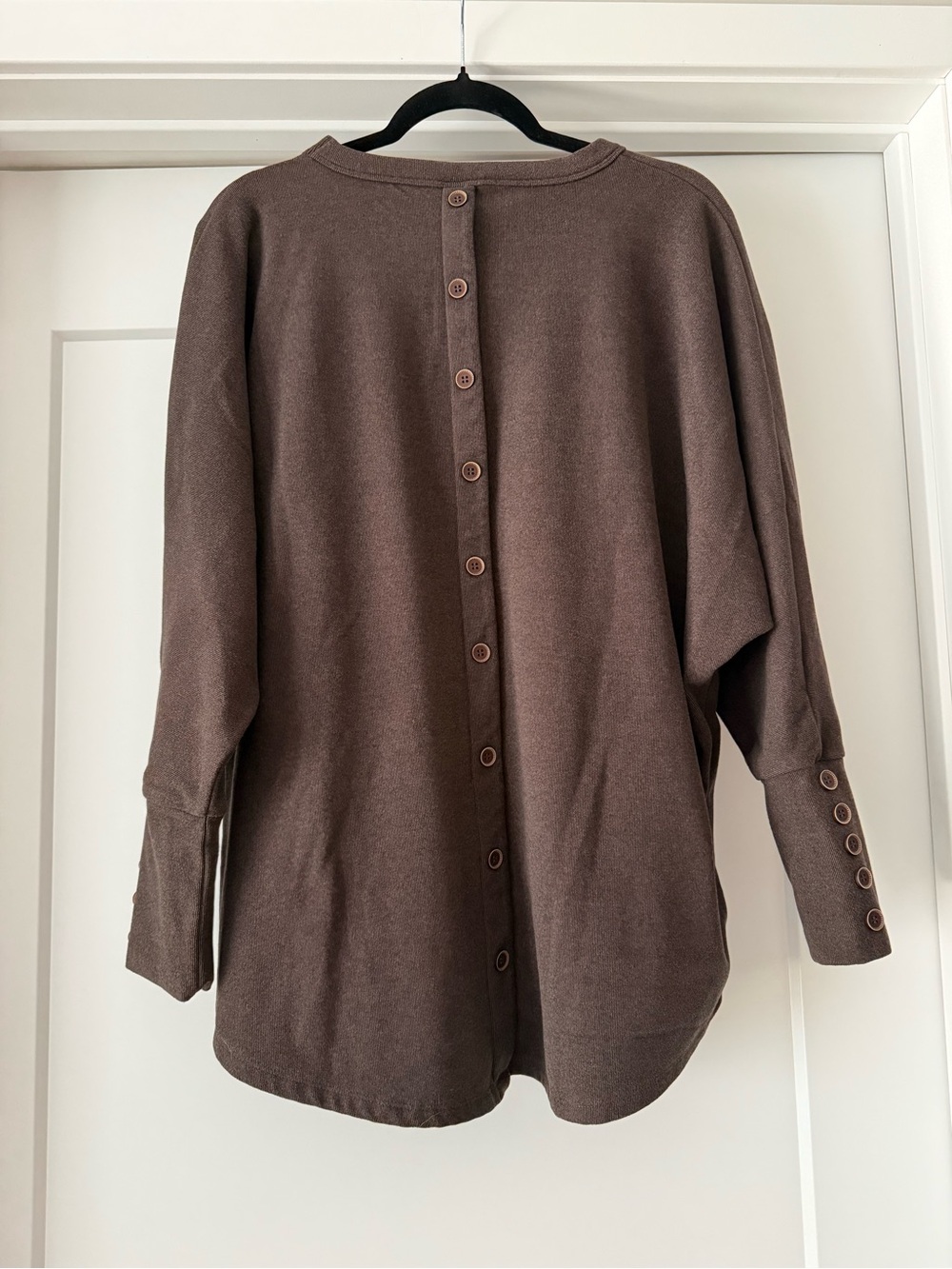 Coco + Carmen Women’s Weekend Pocket Pullover Sweater w/ Button Backed- Brown - Picture 2 of 13